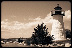 Ned's Point Lighthouse In Massachusetts -Sepia Tone